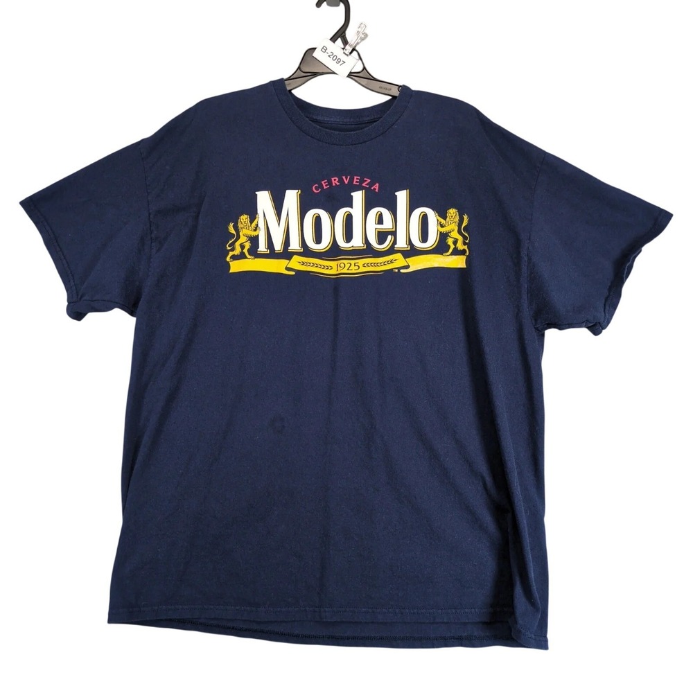 Cerveza Modelo Beer Logo Navy T-Shirt Mens 2XL Mexican Brewery Bar Streetwear